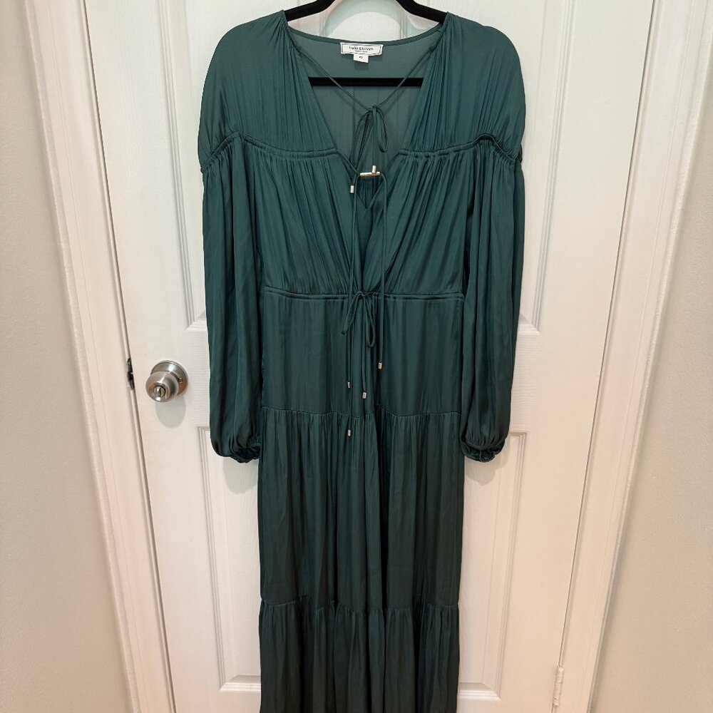 BELLE & BLOOM KELLY GREEN BALLOON LONG SLEEVE MAXI DRESS NEW WITHOUT TAGS (NWOT)